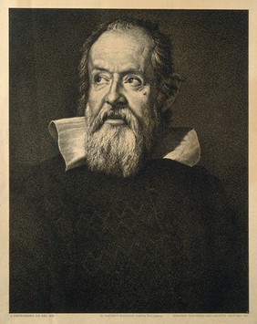 Galileo Galilei. Process print after E. Bonacini, 1897, after J. Sustermans.