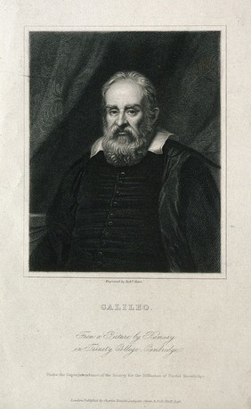 Galileo Galilei. Stipple engraving by R. Hart after A. Ramsay after J. Sustermans.