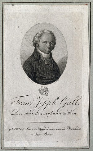 view Franz Joseph Gall. Stipple engraving by J.D. Laurens after C.H. Rahl.