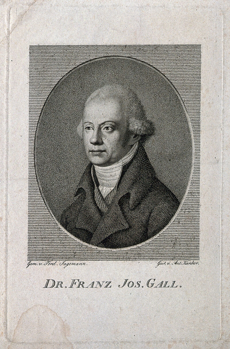 Franz Joseph Gall. Line engraving by A. Karcher after F. Jagemann., by Ferdinand Jagemann