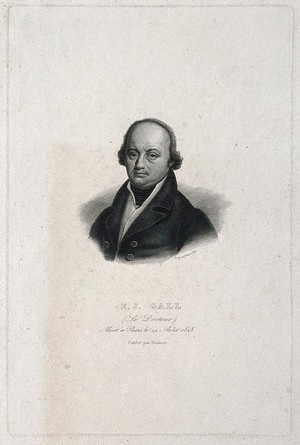 view Franz Joseph Gall. Line engraving by Dequevauviller.