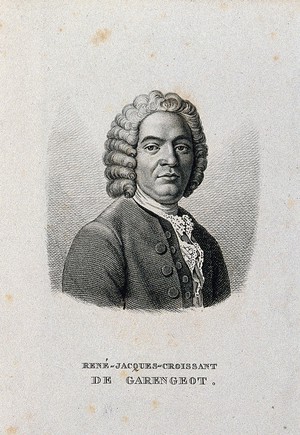 view René Jacques Croissant de Garengeot. Stipple engraving by A. Tardieu.