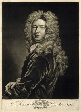 Sir Samuel Garth. Mezzotint by J. Faber, junior, 1733, after Sir G. Kneller.
