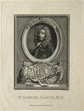 Sir Samuel Garth. Line engraving by T. Cook after Sir G. Kneller.