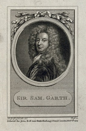 Sir Samuel Garth. Line engraving by Cook, 1779, after Sir G. Kneller.