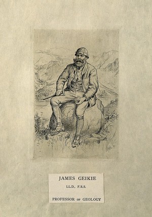 view James Geikie. Etching by W. Hole, 1884.