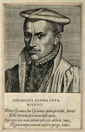 Cornelius Gemma. Line engraving by P. Galle, 1572.