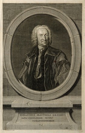 Johann Mathias Gesner. Line engraving by J. M. Bernigeroth, 1747, after F. Reibenstein, 1747.