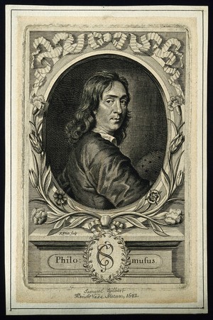 view Samuel Gilbert. Line engraving by R. White, 1682 [?].