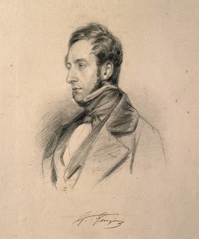 Giovanni Giorgini. Pencil drawing by C. E. Liverati, 1841.