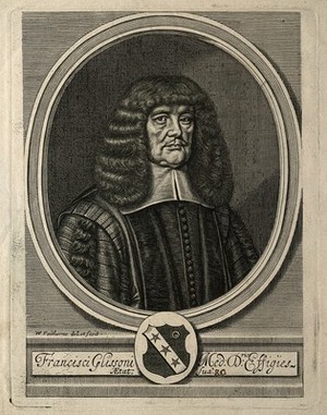 view Francis Glisson. Line engraving by W. Faithorne, 1677, after himself [?].