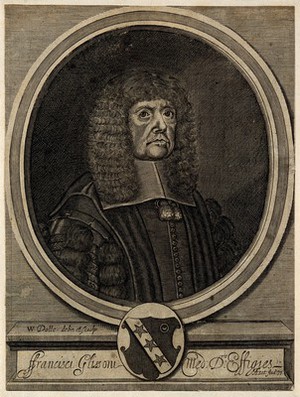 view Francis Glisson. Line engraving by W. Dolle, 1672, after W. Faithorne.