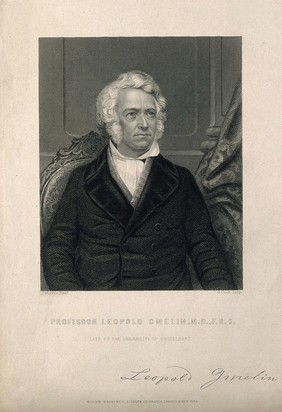 Leopold Gmelin. Line engraving by G. Cook after J. Woelfyle.