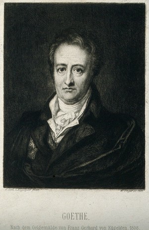 view Johann Wolfgang von Goethe. Etching by W. Unger, 1881, after F. G. von Kügelgen, 1808/9.