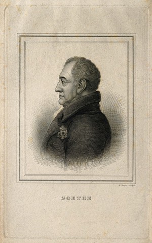 view Johann Wolfgang von Goethe. Line engraving by R. Cooper, after F. G. von Kügelgen, 1817.