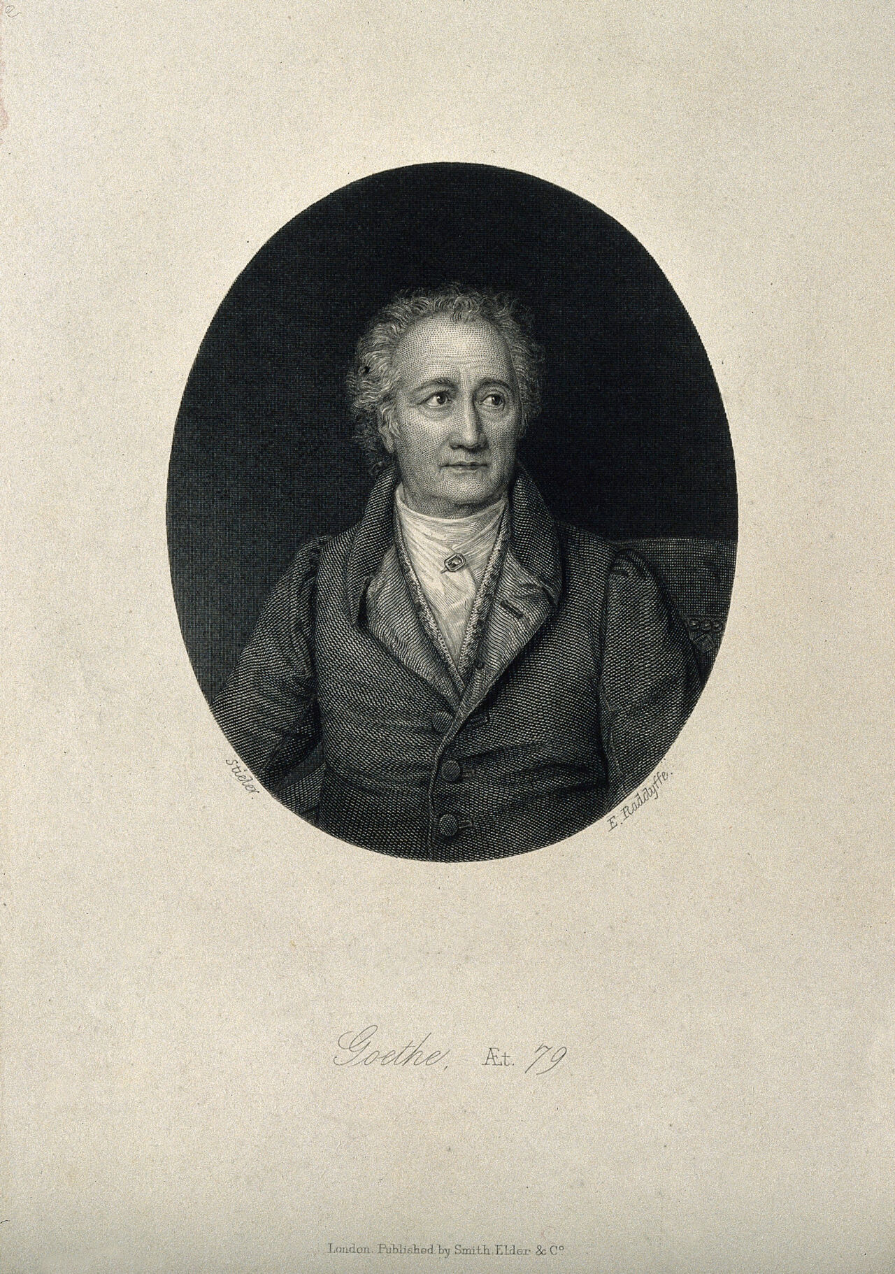 Johann Wolfgang von Goethe. Line engraving by E. Radclyffe after J. K. Stieler, 1828., by Joseph Karl Stieler