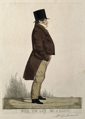 Sir Isaac Lyon Goldsmid. Coloured etching by Richard Dighton, 1824.