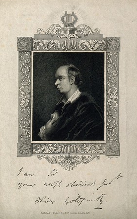 Oliver Goldsmith. Stipple engraving by J. Rogers, 1826, after Sir J. Reynolds.