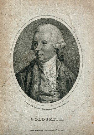 view Oliver Goldsmith. Stipple engraving by W. Ridley, 1799.