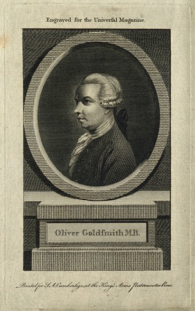 Oliver Goldsmith. Line engraving.