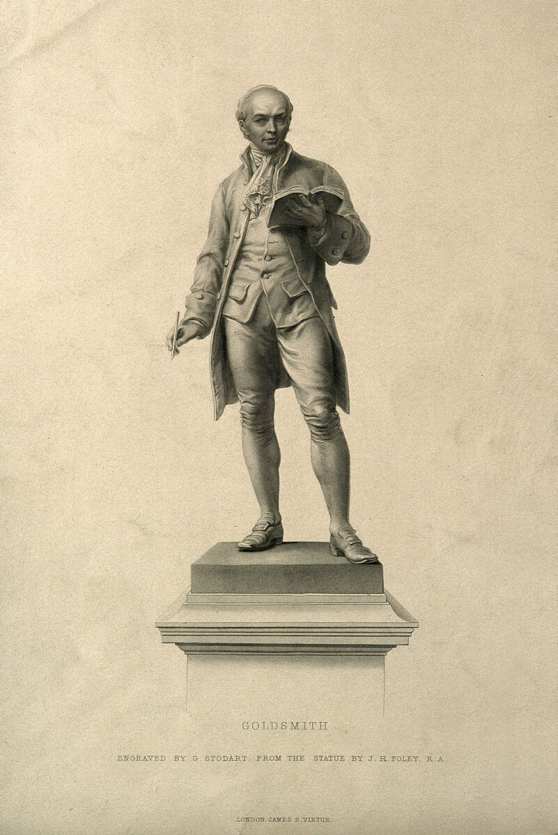 Oliver Goldsmith. Stipple engraving by G. Stodart after J. H. Foley., by John Henry Foley