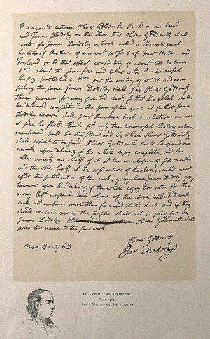 view Oliver Goldsmith. Reproduction of etching.