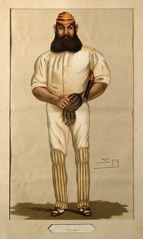 William Gilbert Grace. Colour lithograph by Sir L. Ward [Spy], 1877.