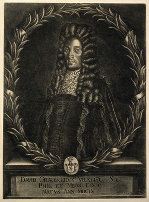 view David von Graebner. Mezzotint by J. S. Schott after himself.