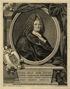 Samuel Grass. Line engraving by J. Tscherning after P. Sauerland.