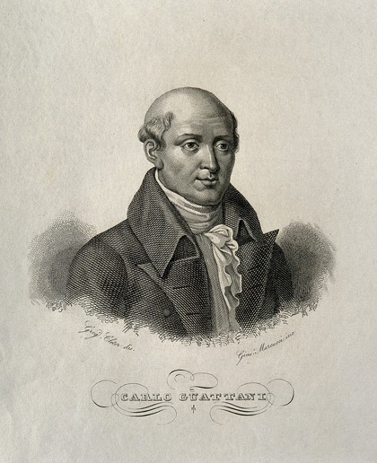 Carlo Guattani. Line engraving by G. Marcucci after G. Cleter.