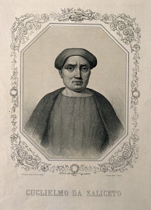 view Guglielmo da Saliceto. Lithograph by G. Bacchini.