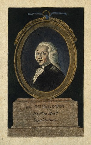 view Joseph Ignace Guillotin. Coloured stipple engraving.