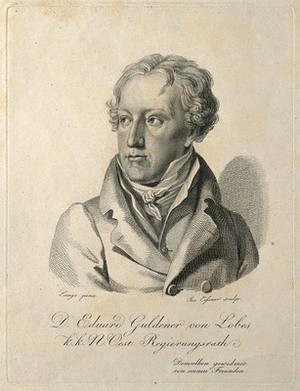 view Eduard Vincenz Guldener von Lobes. Line engraving by J. Eissner after J. Lange.