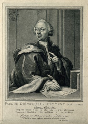 Paul Gyöngyössi a Petteny. Line engraving by C.F. Fritzsch, 1753, after himself.