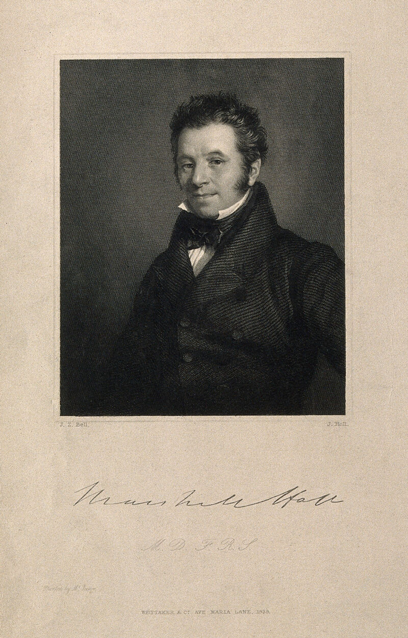 Marshall Hall. Stipple engraving by J. Holl, 1839, after J. Z. Bell., 1839, by John Zephaniah Bell