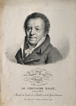 view Jean Noël Hallé. Lithograph by J. Boilly, 1821.