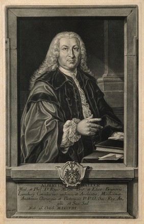 Baron Albrecht von Haller. Mezzotint by J. J. Haid after C. N. Eberlein, 1745.