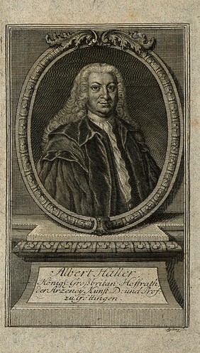Baron Albrecht von Haller. Line engraving by J.C. Sysang.
