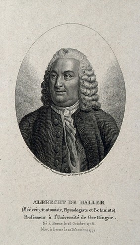 Baron Albrecht von Haller. Stipple engraving by A. Tardieu after S. Freudenberger.