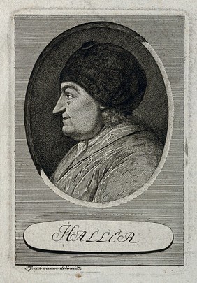 Baron Albrecht von Haller. Line engraving by H. Pfenninger, 1775.