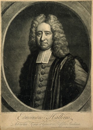 Edmund Halley. Mezzotint by J. Faber, 1722, after T. Murray, 1712.