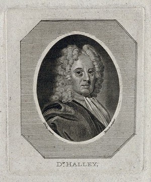 view Edmund Halley. Line engraving by A. Birrell, 1795, after R. Phillips.