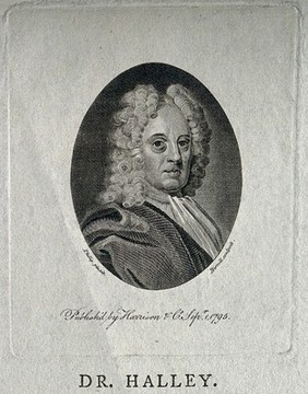 Edmund Halley. Line engraving by A. Birrell, 1795, after R. Phillips.