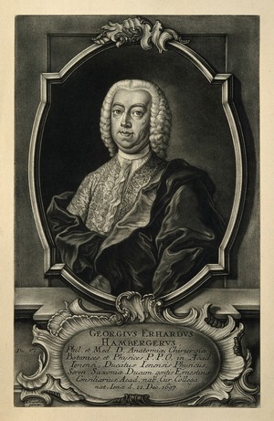 view Georg Erhard Hamberger. Mezzotint by J. J. Haid after J. Günther.