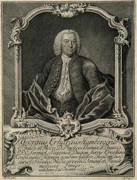 Georg Erhard Hamberger. Line engraving by J.C. Sysang after Fasold.