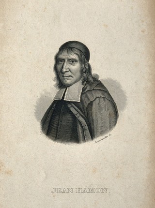 Jean Hamon. Line engraving by F. J. Dequevauviller after P. de Champaigne.