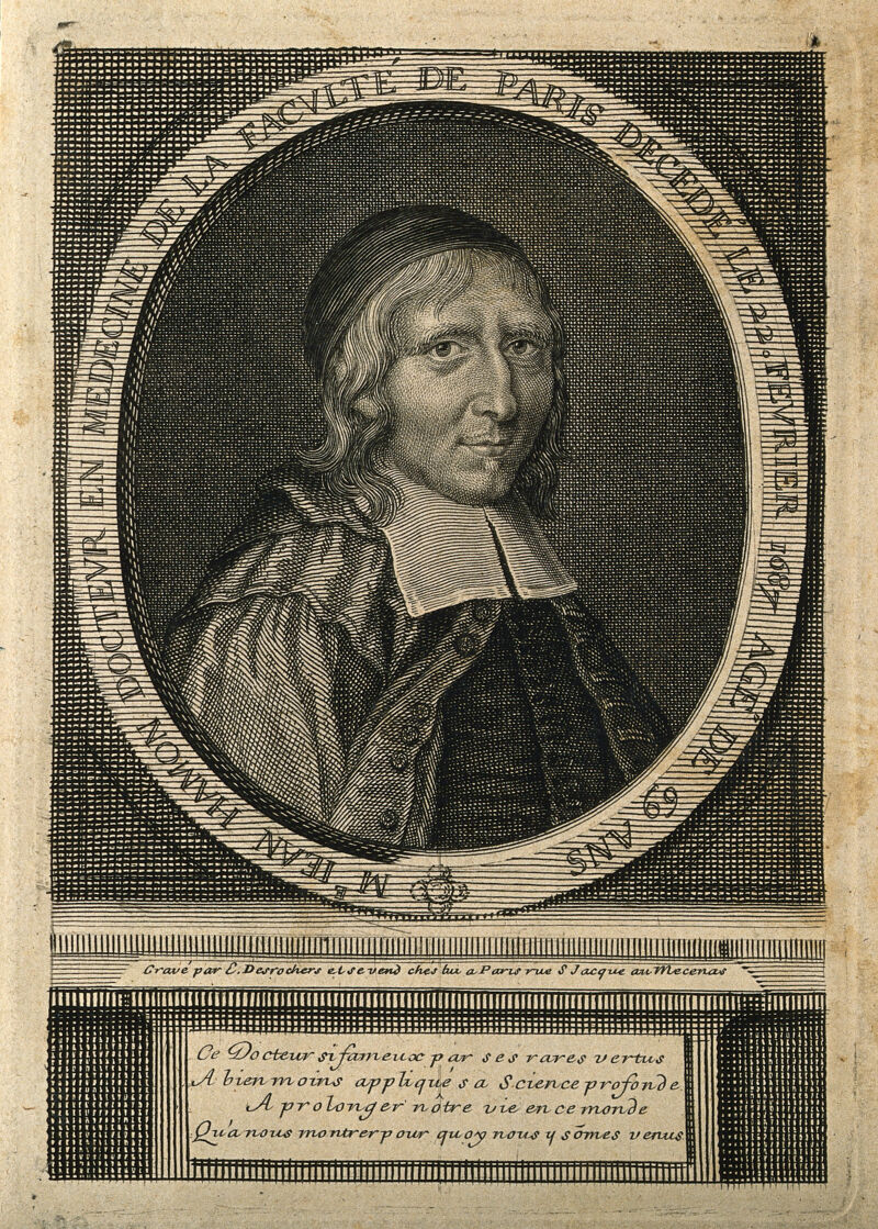 Jean Hamon. Line engraving by E. Desrochers., by Étienne-Jehandier Desrochers