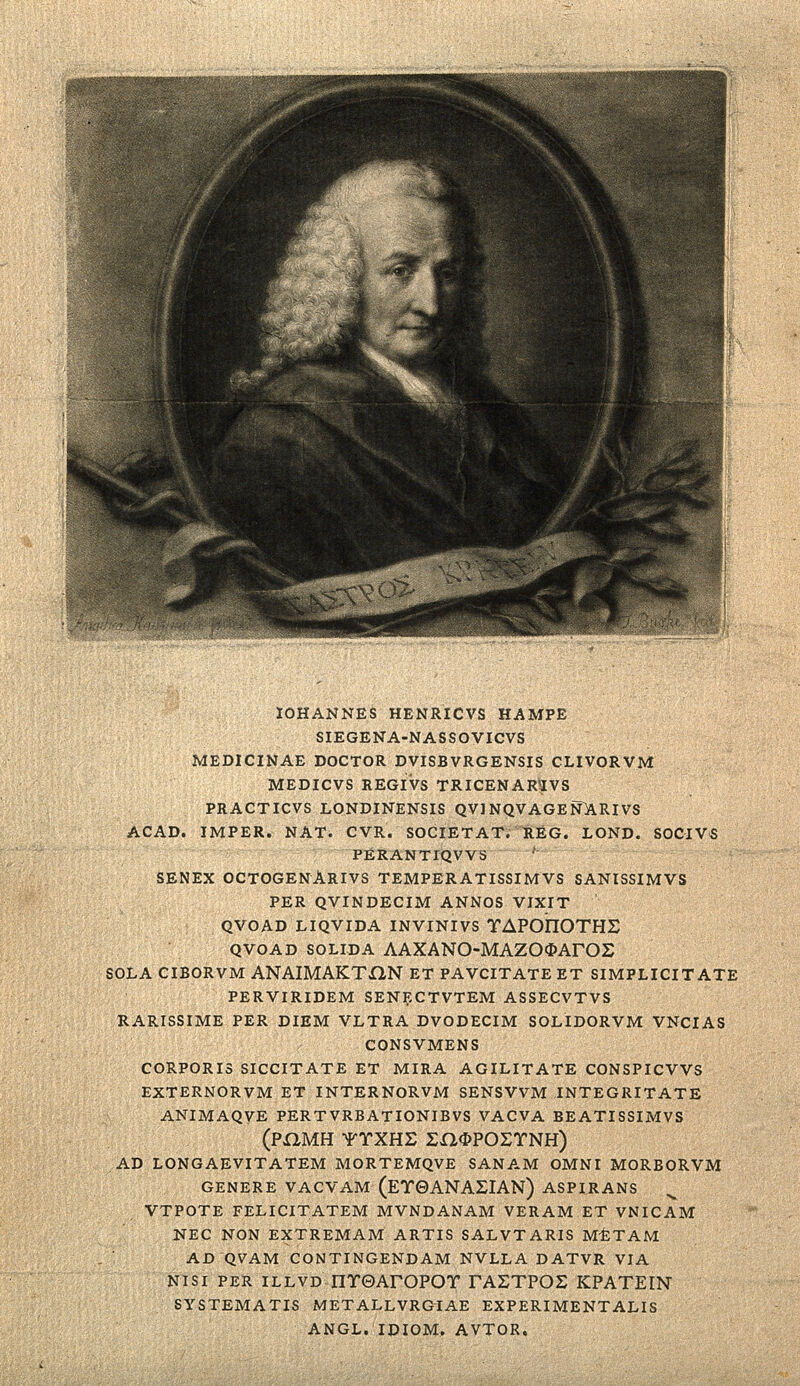 Johann Heinrich Hampe. Mezzotint by T. Burke after A. Kauffmann and letterpress., by Angelica Kauffmann