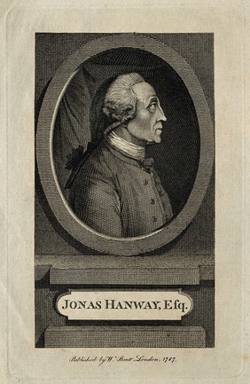 Jonas Hanway. Line engraving, 1787.