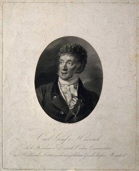 Karl Borromaeus, Graf von Harrach. Line engraving by C. Rahl after K. J. A. Agricola, 1821.